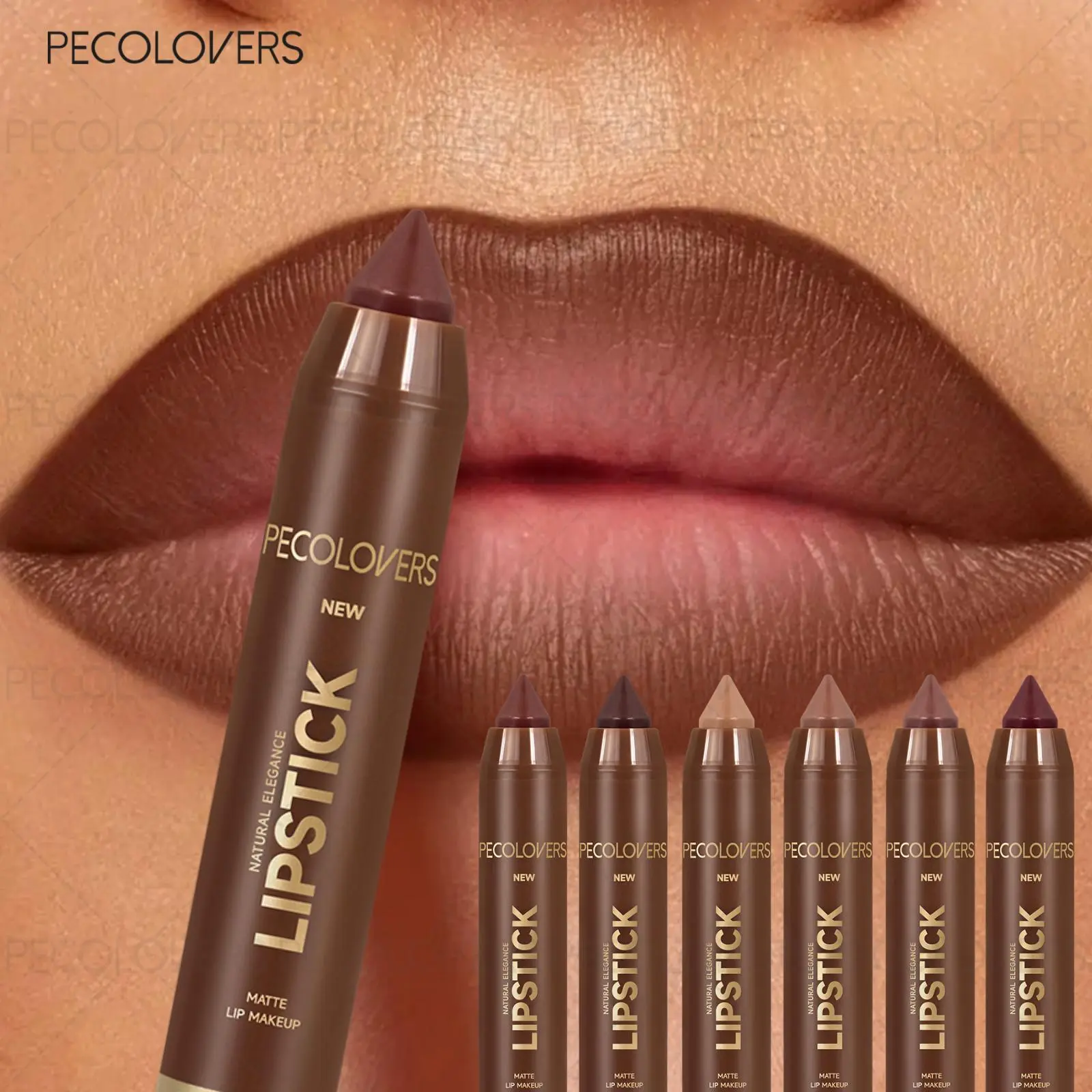 6pcs/set Long-lasting Matte Brown Lipstick, Individual Lipsticks, Beauty Lipstick, Lip Cosmetic, Lip Products Makeup, Waterproof, Non-stick Cup, Soft Texture, Suitable for All Skin Types, Halloween Christmas Gift