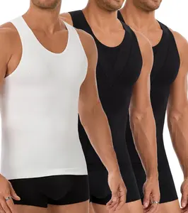 3 Pack Compression Shirt Men Body Shaper Workout Tank Top Shapewear Tummy Control Vest Sleeveless Slimming Undershirts