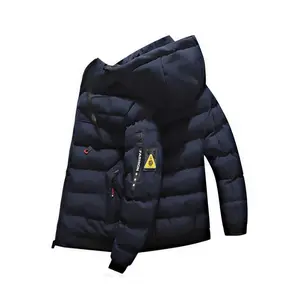 Men’s Casual Hooded Polyester Puffer Jacket with Pockets - Solid Color, Long Sleeve, Non-Stretch Fabric, Casual Style, Hiking & Daily Wear, Regular Fit, Suitable for Spring/Fall & Winter