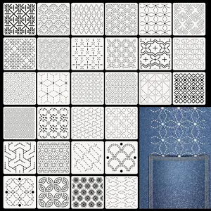 30pcs Plastic Embroidery Templates 4.7x4.7 Inches Geometric Line Drawing Stabilizer for Sewing Handmade Patchwork & Embroidery