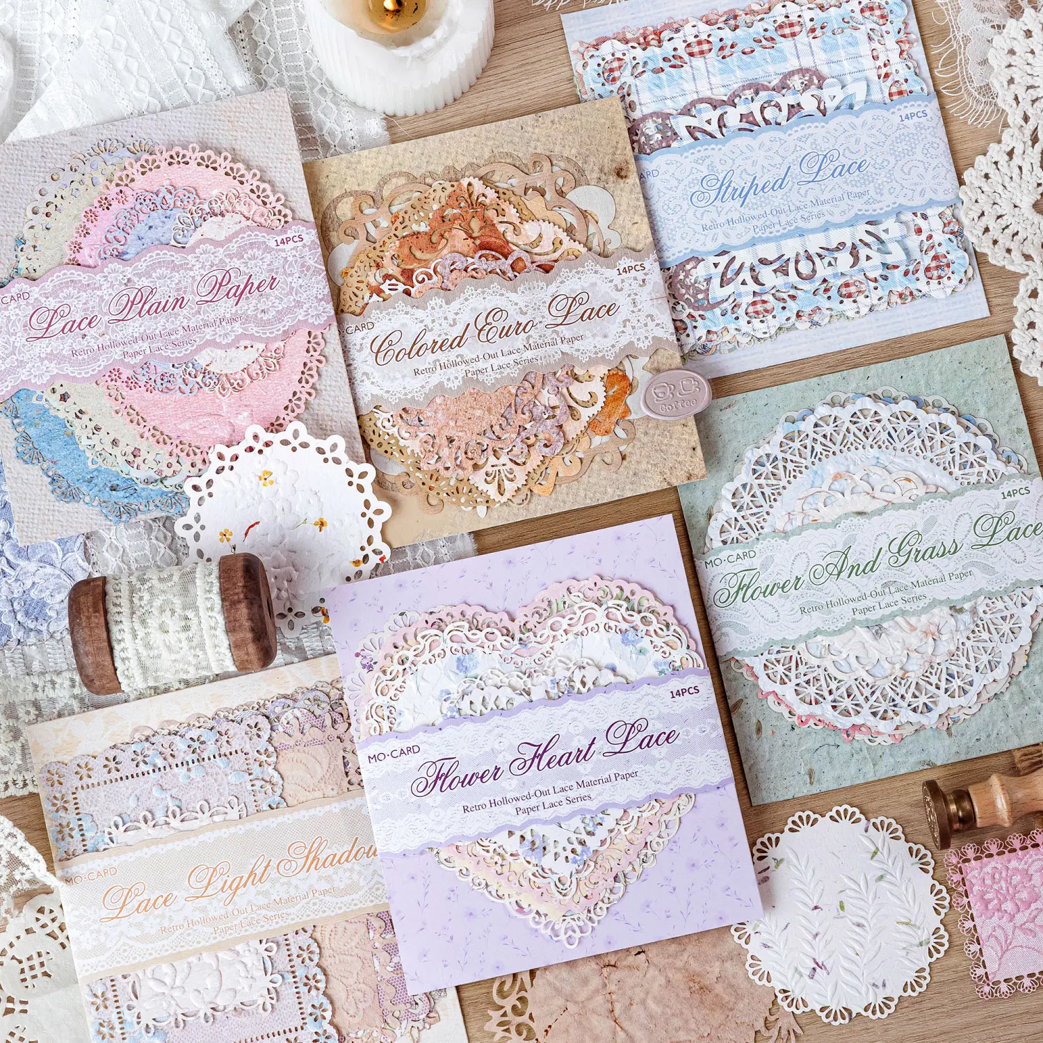Embossed Lace-Style Paper – "Lace Between Pages" Series: Vintage Die-Cut Lace Background Paper（Non-sticky） for Journaling
