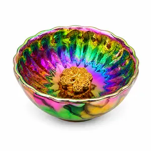 Luxury Iridescent Tea Cup Decorative Tea Bowl, Elegant Rainbow Glazed Cup for Tea Lovers Gift