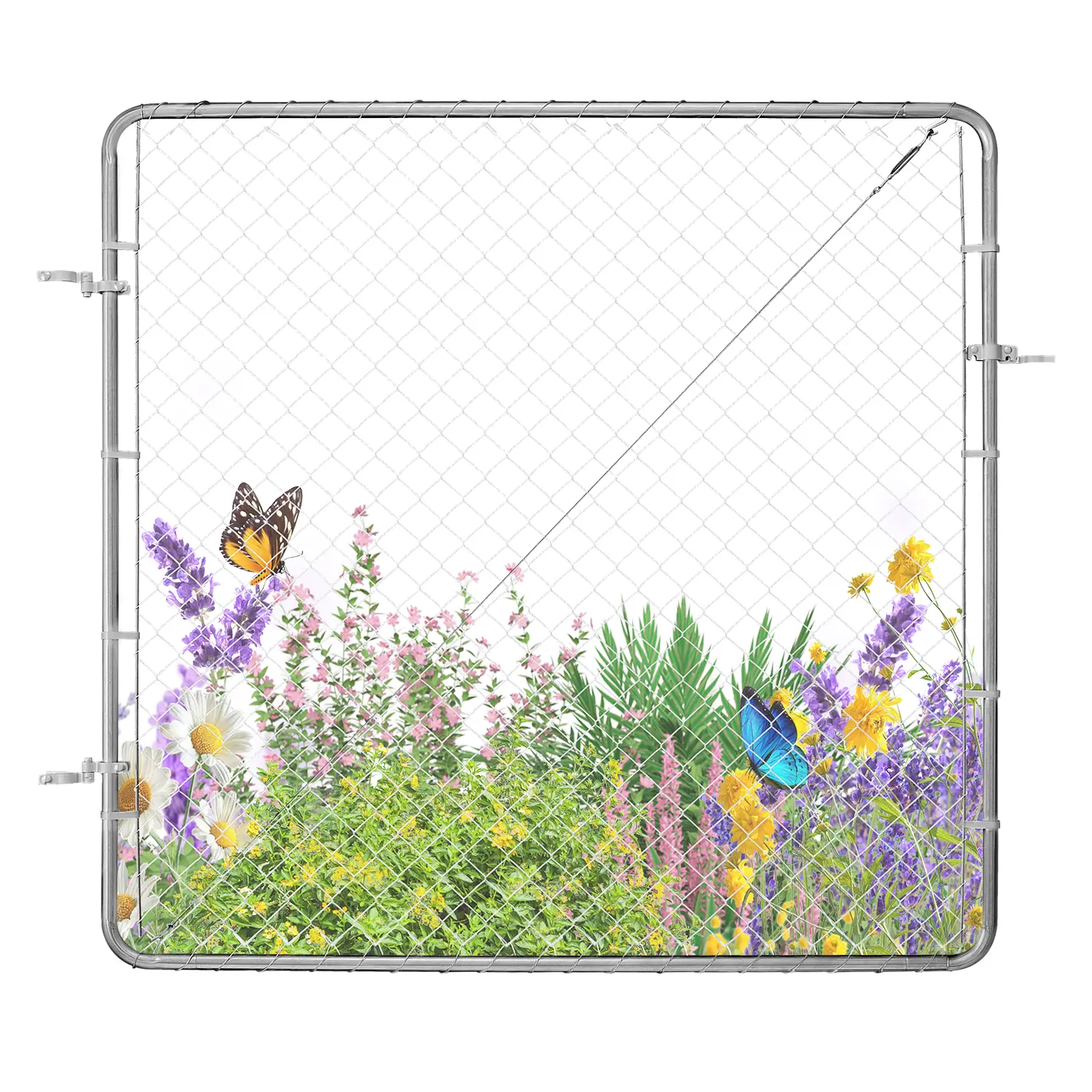 【Summerfinds】VEVOR Chain Link Fence Gate,70 x 72 inAdjustable Chain Link Fence PanelFit 3 ft (W) x 4 ft (H) Garden Fence Gate OpeningRust-Resistant Galvanized Fencing Gate for Farm Posts Not Included