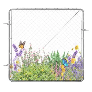 VEVOR Chain Link Fence Gate,  70 x 72 in, Adjustable Chain Link Fence Panel, Fit 3 ft (W) x 4 ft (H) Garden Fence Gate Opening, Rust-Resistant Galvanized Fencing Gate for Farm Posts Not Included