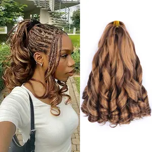French Curl Braiding Hair 12Inch 8Packs Curly Braiding Hair Pre Stretched 50g/pack Loose Wavy Braiding Hair Synthetic Hair Extensions for Black Women (12inch,8packs, P33/30#)