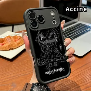 Phone Case for iPhone 17 Pro Max 16 Plus 15 14 13 12 11 Air E Stitched Grin Doll Shockproof Silicone TPU Bumper Drop Protection Soft Cover