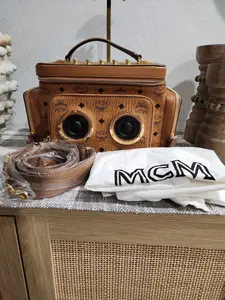 Pre-owned MCM Leather Travel Bags Preloved Visetos Stereo Speakers Handbag Limited Edition
