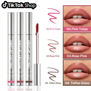 TikTok Shop Long-Lasting Peel Off Lip Tint Set Natural Lip Stain Pen Waterproof Smudge-Proof Kiss-Proof Lip Liner for Effortless Makeup Look 00 Tulips Pink 03 Rose Pink 04 Toffee Glaze Flawless Tinted Lipliner
