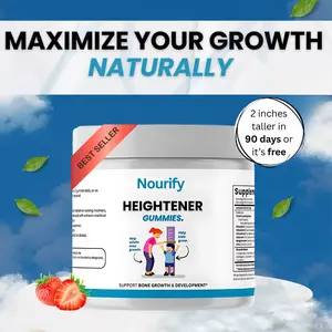 Nourify Heightener Gummies – Bone & Development Nutritional Supplement, Strawberry Flavor