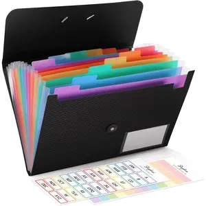 Expanding File Folder, Accordion File Organizer with 13 Pockets for A4/Letter Sized Paper, Accordion Folder with Labels  Document Receipt Organizer for Office, School,