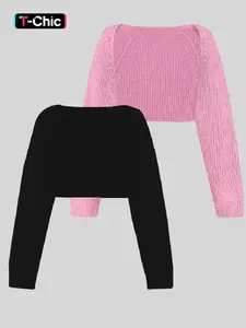 Women's Solid Color Raglan Sleeve Crop Shrug Cardigan, Casual Long Sleeve Open Front Lightweight Knitwear Knitting for Spring & Fall, Fashion Women's Knit Clothing Womenswear for Daily Wear