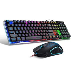 Gaming Keyboard and Mouse Combo, K1 RGB LED Backlit Keyboard with 104 Key Computer PC Gaming Keyboard for PC/Laptop (Black)