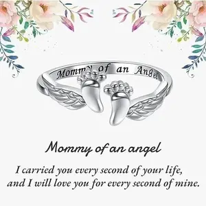 Adjustable Angel Wing & Letter Engraved Cuff  – Personalized Open   Women, Elegant All-Match Jewelry, Fashion Statement Accessory  Daily Wear for ring