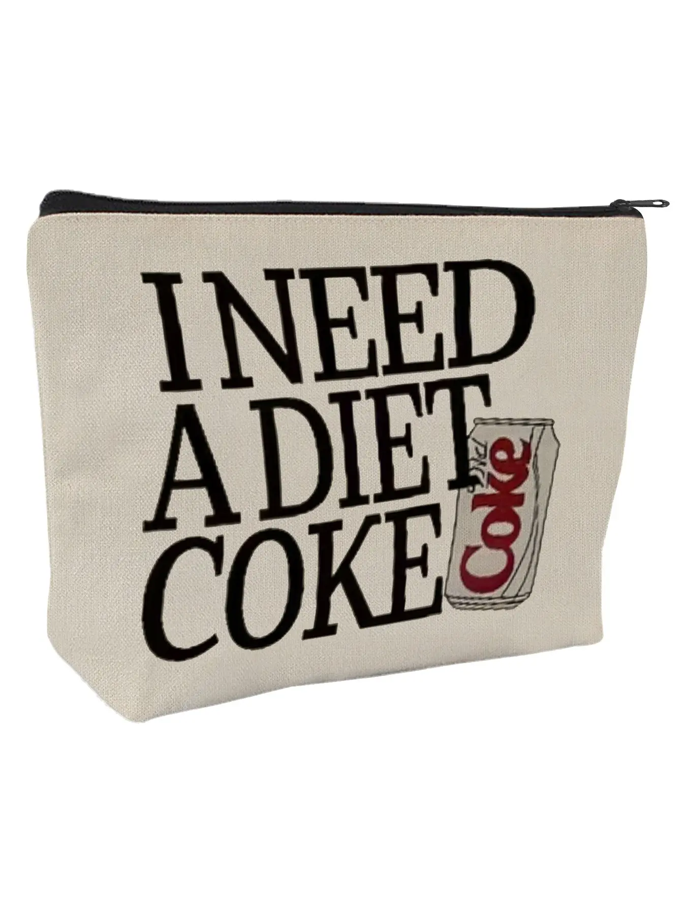 I Need A Diet Coke Large Capacity Makeup Bag - Funny Caffeine Lover Pouch for Cosmetics, Travel Essentials & Snacks | Sassy Birthday Gift for Her, Bestie, Mom on Christmas, Valentine's Day | Pop Culture Junkie Accessories | Canvas Beauty Bag