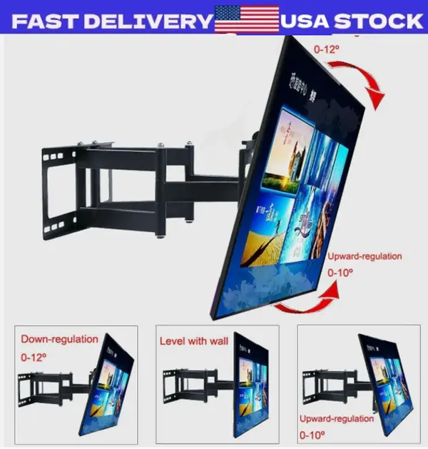 Full Motion Tilt TV Wall Mount Bracket for 32-70 Inch HDTVs (Fits 32, 36, 37, 40, 42, 47, 50, 52, 55, 60, 65, 70 Inches), Tilt Tv Mount