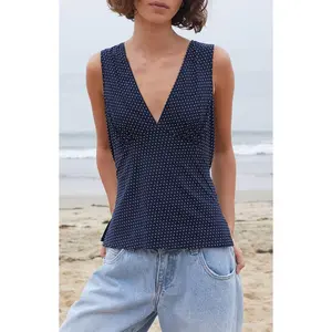 John Galt Women's Blue Polka Dot Tank Top