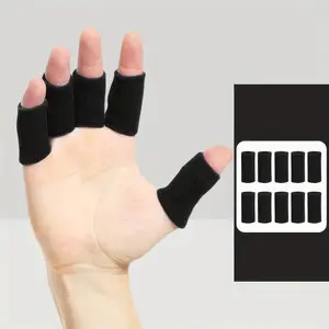 10 Pieces Black Finger Compression Sleeves for Arthritis Pain Relief - Finger Stabilizers for Swollen, Stiff, Aching Joints, Perfect for Playing Computer, Mouse Work, E-Sports, Tennis, Golf, Gym Training - Unisex Finger Support Braces