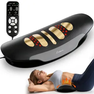 LuxRenew Lumbar Massager Traction Device for Lower Back Ease, Multifunctional Lumbar Stretcher with Dynamic Traction, Red Light Therapy, 8-Level Pulse Function, 3-Level Heating Feature, Vibration, Portable Lumbar Massager for Home Travel Office Use