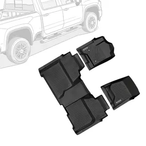 OEDRO Floor Mats Fits for 2014-2018 Chevy Silverado/GMC Sierra 1500 Crew Cab, 2015-2019 Silverado/Sierra 2500 HD/3500 HD Crew Cab, 2 Row Floor Liner Set (Front & 2nd Seat)