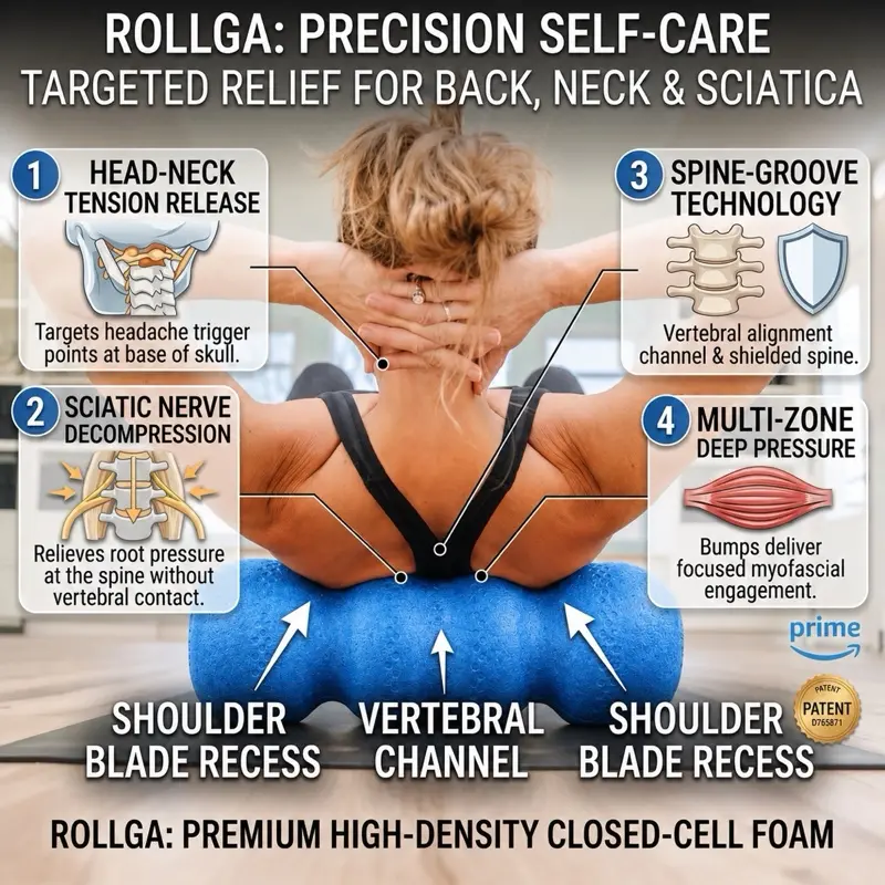 18-in High Density Sturdy Solid Flexible Foam Roller - Universal Balance Training Equipment, Spine & Bone Support, Deep-Tissue Bump Design, Hands-On Massage Mimic, Back Pain Relief, Body Care Flexibility Enhancement