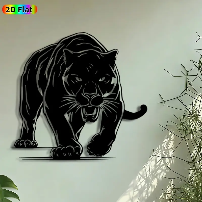 1pc Roaring Black Panther Metal Wall Art, Ferocious Panther Statue Mural, Craftsmanship, Artistic Iron Craft, Perfect for Fathers Day, Housewarming Decor, Decoration, Living Room Office Studio Decor, Ideal Gift for Wildlife Enthusiasts