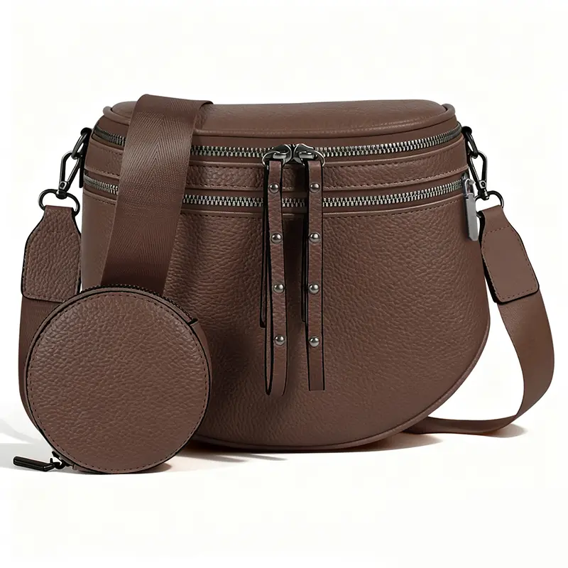 Women's Crossbody Sling Bag with Coin Purse | Double Zipper Water-Resistant Everyday Travel Purse- Crossbody Bag with Mini Pouch | Double-Zipper, Anti-Theft Pocket & Adjustable Strap -  Perfect Gif