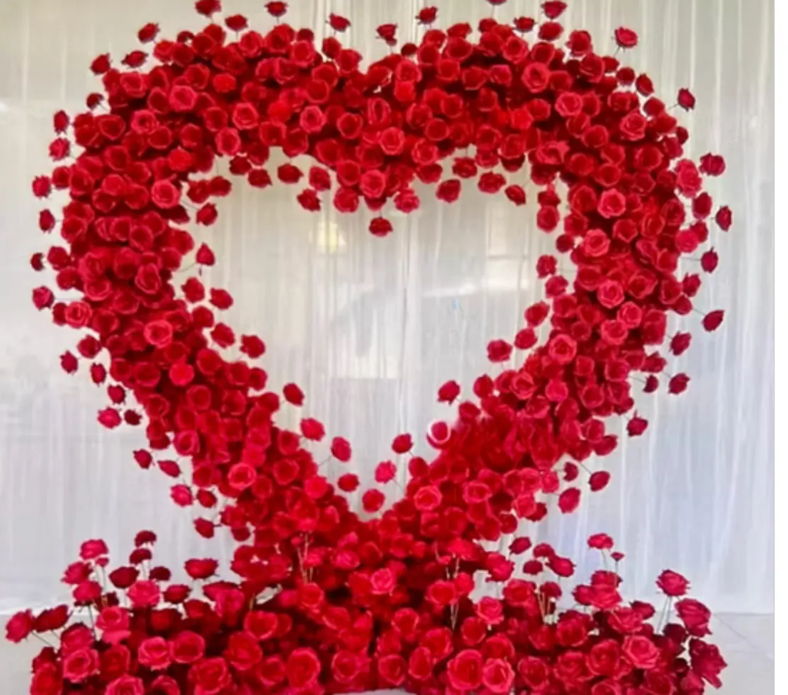 Heart Shaped Flower Arch 6.5'H with Floral Runner