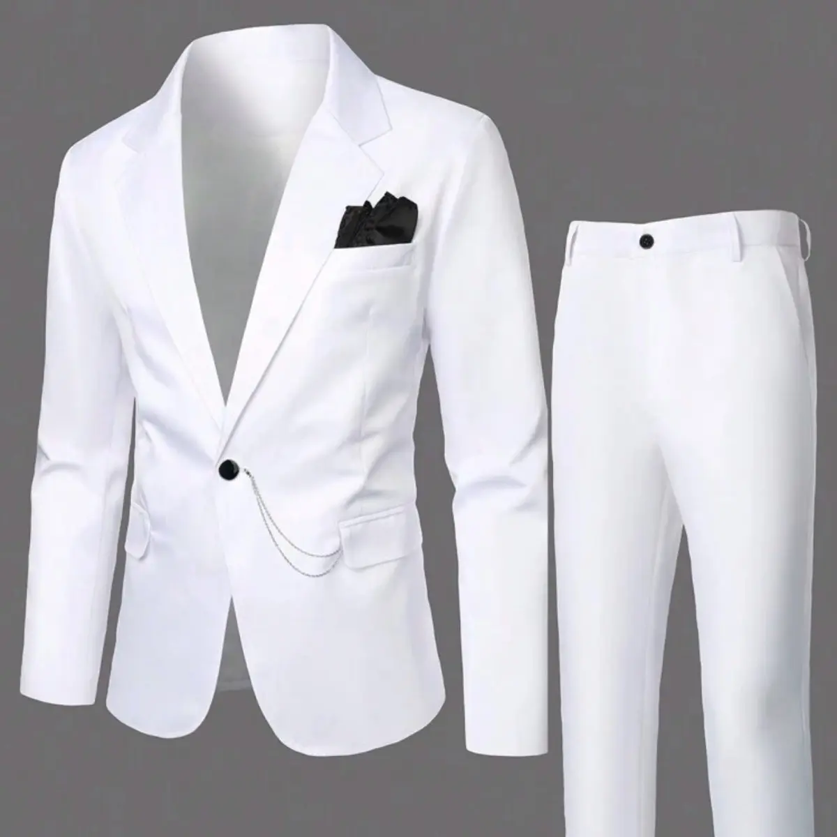 Manfinity Mode Men Notched Lapel Long-Sleeved Suit Jacket And Pants Business Travel Suit Set