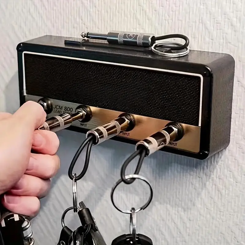 Jcm800 Amplifier Shaped Key Storage Box, Marshall Fender Style Iconic Logos Keychain Organizer, Punch-Free Self Adhesive Wall Mount Key Holder Decor