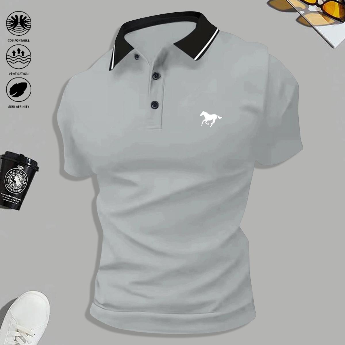 Men’s casual short-sleeve 5-piece set: polo shirt; suitable for outdoor sports, golf, and casual wear; men’s short sleeves, men’s tops, summer clothing, menswear