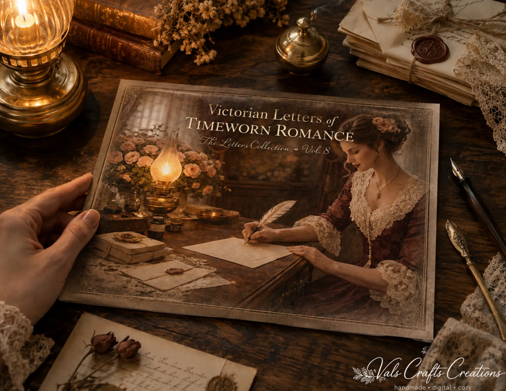 Victorian Letters – Romantic Vintage Paper Kit -43 Backgrounds + 15 Ephemera Pages (physical copy)
