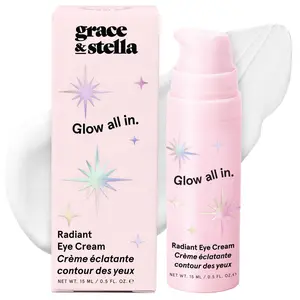 Radiant Eye Cream – Anti-Aging Brightening with Retinol & Caffeine Reduces Dark Circles, Wrinkles, Puffiness with Niacinamide & Peptides Vegan Skincare by grace & stella