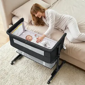 Baby Bassinet, Baby Basinet Bedside Sleeper, Easy to Fold Portable Crib Side Bassinet 2025new Style Girl/boy bassinets Height Adjustable Versatile