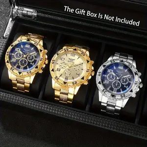 Men's Fashion Stylish Watch Quartz Watch Set, Watch Bracelet, Deep Blue Round Alloy Metal Dial, Geometric Design, Perfect for Daily Wear, Christmas Gift Choice, Quartz Wristwatch