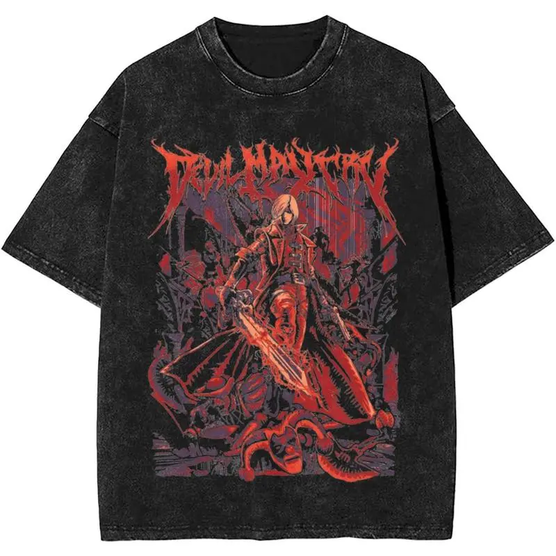 valentine shirts Devil May Cry Harajuku Shirts Merch Fashion T-Shirts High Quality  Washed Cotton Streetwear Summer Short Sleeve O-Neck Tees Avant-Garde Design Japenese Style Creative Short Sleeve Tops