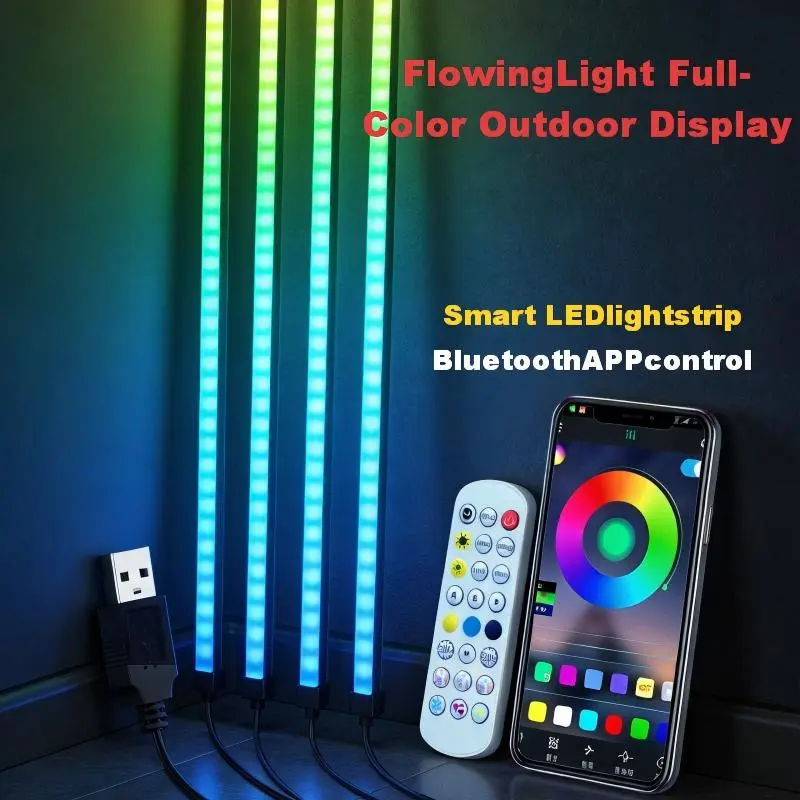 5V PVC+LED Color Changing Light Strip - Voice Control, Bluetooth, Mobile App-Controlled, USB Easy Power, 10W, 1M, IP67 Waterproof, Breathing/Bouncing/Flowing Effects, Rhythm Pickup, for Home Improvement Mood Lighting
