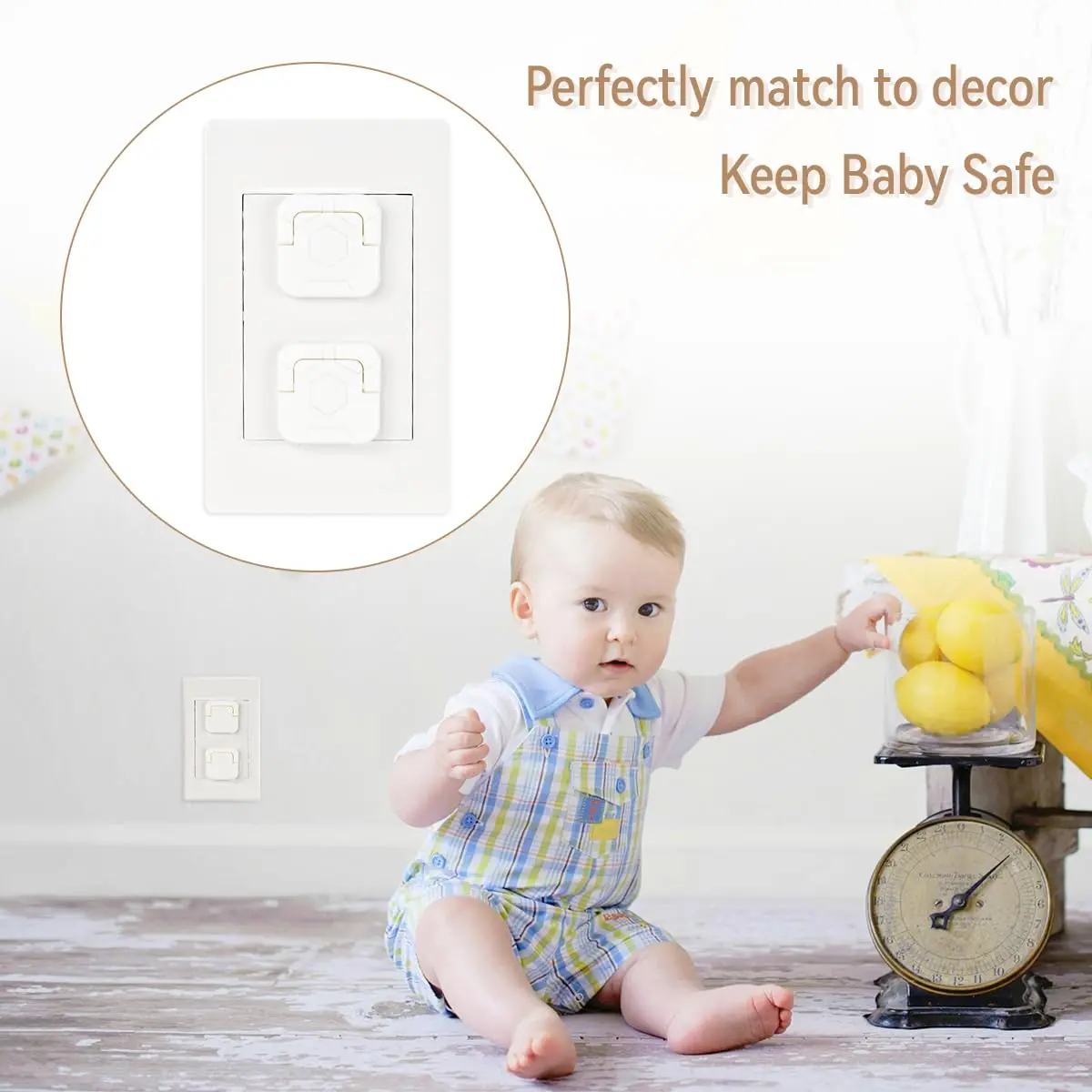 Baby Proof Outlet Covers 30 Pack with Hidden Pull Handle for Toddlers Safety ABS Plastic White Opaque Design Childproofing Protection