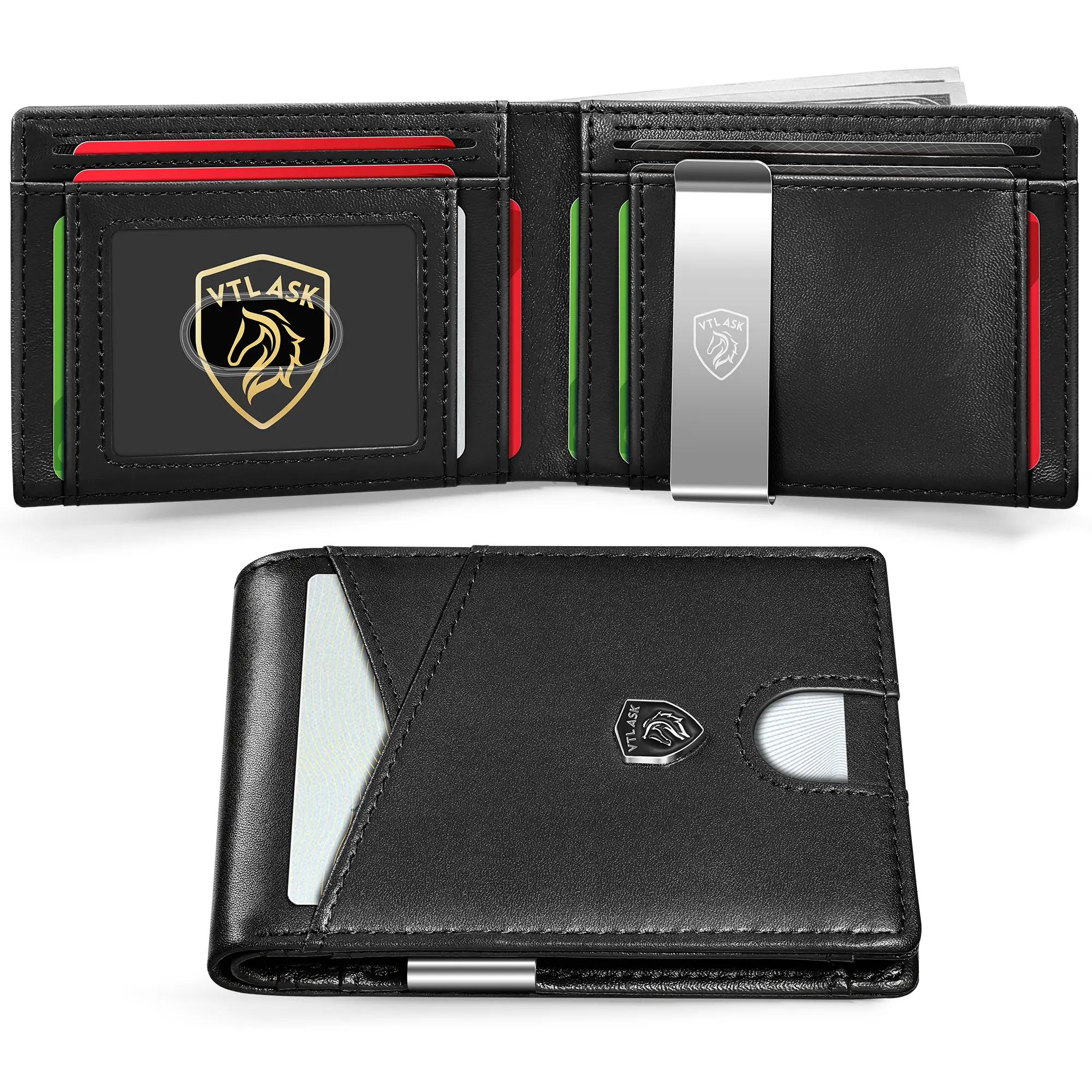 VTLASK 2026 Ultra-thin Stylish Business Mens Wallet, RFID Blocking Leather Bifold Cardholder with 11 Slots, Gift Box Included for Halloween Thanksgiving Gifts, Business Wallets, Stylish Wallet