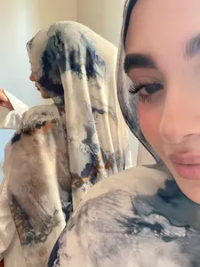 Women's Fashion Gradient Turban Hijab Scarf, Soft Silky Chiffon Material, Breathable All-Season Headscarf Accessory, Muslim Stylish Outerwear