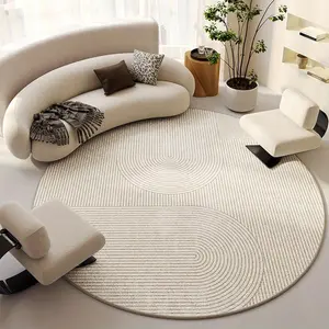 Solid Color Round Area Rug, 1 Count Modern Art Non-slip Washable Soft Floor Mat, Decorative Carpet for Home Living Room Bedroom Study Room, Home Decor Machine Washable Rugs