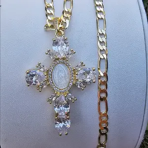 Beautiful Virgen mary Cross Necklace
