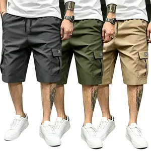 Men’s cargo shorts 3-pack, multiple color options, elastic waistband, large pockets, casual sports beach Bermuda shorts, comfortable and durable for everyday outdoor wear, versatile