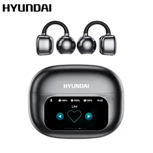 HYUNDAI C02 Clip-On Wireless Headphones with Bluetooth 5.4 Full-Color Touch Screen Electronic Audio Earbud Headset for Music & Phone Calls