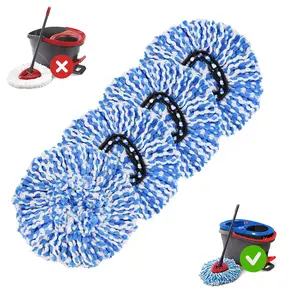 Mop Replace Heads Compatible for O-Cedar/Vileda, Spin Mop Refill Head Replacement for RinseClean 2-Tank System - Fluffy Microfiber, Machine Washable and Easy to Replace, Replacement Mop Pads, Spin Mop Replacements