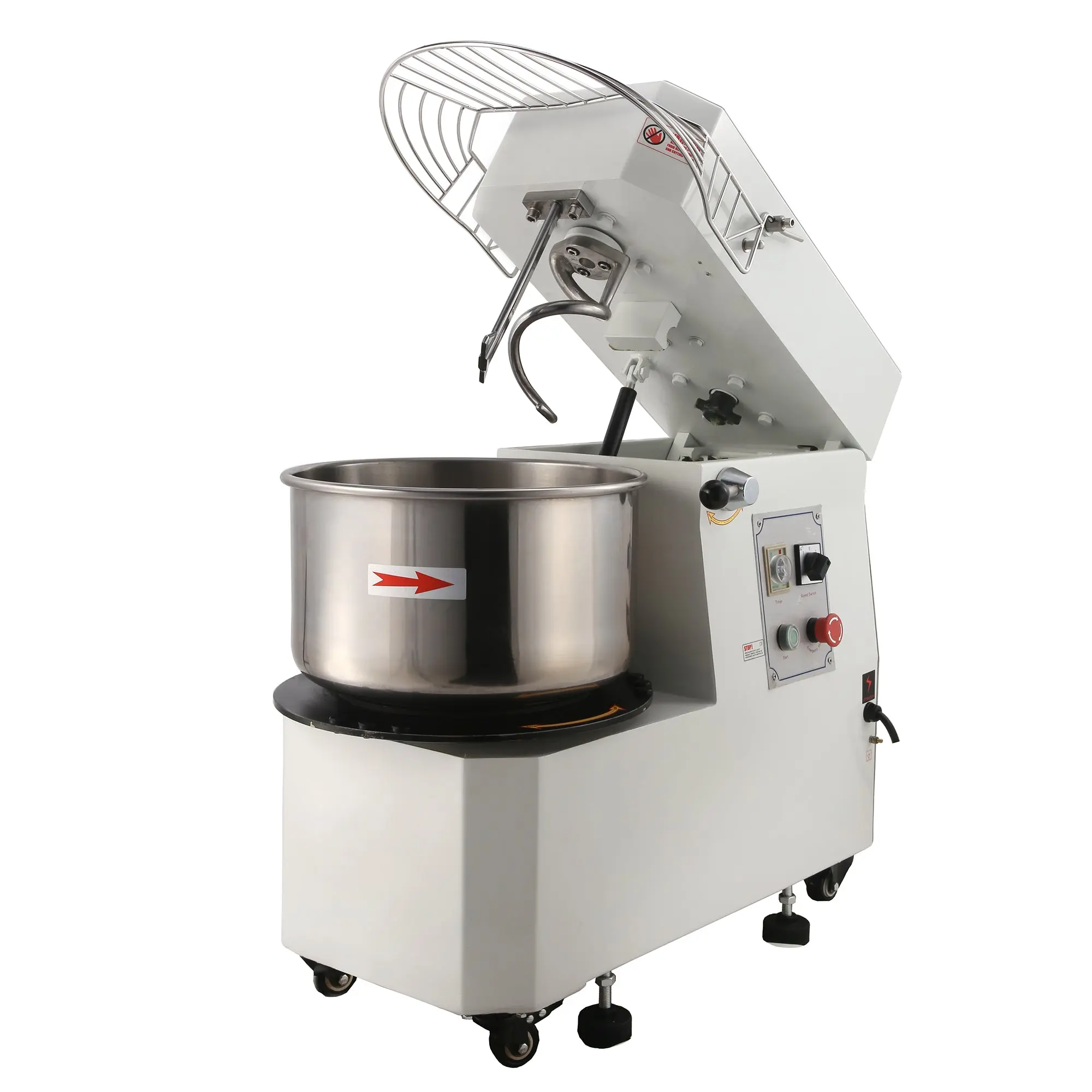 Hakka 30QT Commercial Spiral Dough Mixer - 2-Speed Electric Model with Timer, Push Button, Dough Hook Attachment, 380v/50hz & 220v/60hz for Pizza, Bread