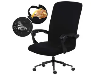 Water Resistant Stretch Computer Office Chair Cover with Durable Zipper Universal Washable Removable Spandex Rotating Boss Chair Slipcovers Anti-dust Soft Desk Chair Seat Protector for Dogs Cats Pets