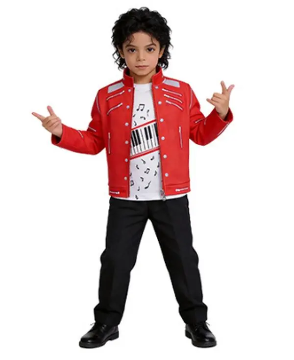 Teen Rock Star Costume Jacket, Red Stage Performance Jacket for Boys Girls, Halloween Party Outfit, Dance Show Costume & Concert Style Outerwear