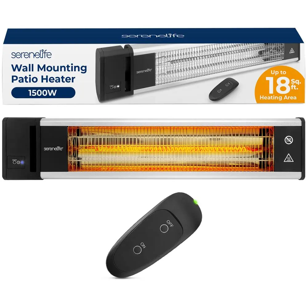 1500W Wall-Mountable Outdoor Infrared Patio Heater - 1500 Watts Power, Aluminum Alloy Construction, Wall-Mounting, Reflective Efficient Heating, Waterproof IP65, Included Remote Control, Allen Wrench, 29x6.4x6.1" Dimensions