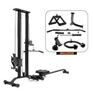 TOUSAINS Foldable Lat Pulldown & Row Machine, 330LBS Strength, Back Exercise, LAT Tower and LAT Row Cable Machine for Home Gym Dumbbell Clamps