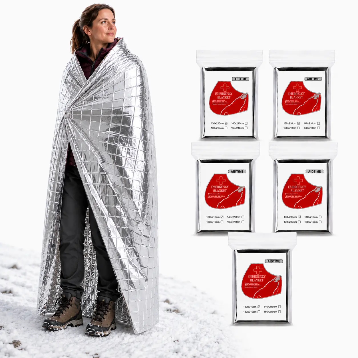 Emergency Mylar Thermal Blankets 5 Packs, 82''x51'' Survival Blanket for Outdoors, Hiking, First Aid, Outdoor Festival, Homeless, , Camping Gear, Camping Essentials,  Emergency Shelter Blanket campingessentials